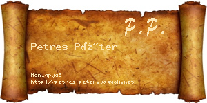 Petres Péter névjegykártya