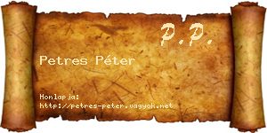 Petres Péter névjegykártya